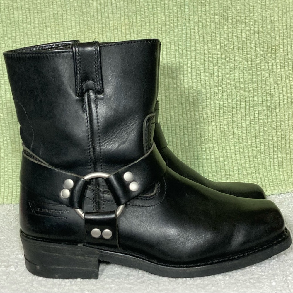 X Element Womens Black Leather Harness Motorcycle Biker Boots Shoes Sz US 8.5 M